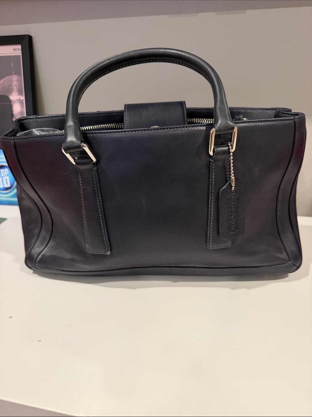 Coach Classic Navy Leather Satchel Handbag